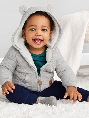 Simple Joys Fleece Lined Baby Hoodie with Bear Ears - Tiny Yet Mighty